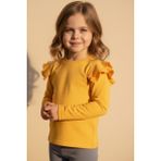 Parla Kids Kız Çocuk Hardal Omuz Fırfırlı Bisiklet Yaka Body Sweatshirt - 4 - 5 Yaş