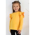 Parla Kids Kız Çocuk Hardal Omuz Fırfırlı Bisiklet Yaka Body Sweatshirt - 6 - 7 Yaş