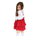 Parla Kids Kız Çocuk Helen 29 Ekim Elbisesi Ekru Dantel Uzun Kollu Bluz ve Abiye Yılbaşı Elbisesi (Kırmızı, 6-7 Yaş)