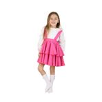 Parla Kids Kız Çocuk Helen 29 Ekim Elbisesi Ekru Dantel Uzun Kollu Bluz ve Abiye Yılbaşı Elbisesi (Pembe, 7-8 Yaş)