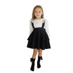 Parla Kids Kız Çocuk Helen 29 Ekim Elbisesi Ekru Dantel Uzun Kollu Bluz ve Abiye Yılbaşı Elbisesi (Siyah, 7-8 Yaş)