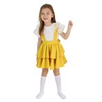 Parla Kids Kız Çocuk Helen Askılı Bağlama Jile 29 Ekim Elbise Ekru Dantel Kısa Kollu Bluz Abiye Takım Yılbaşı Elbisesi (Sarı, 4-5 Yaş)