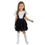Parla Kids Kız Çocuk Helen Askılı Bağlama Jile 29 Ekim Elbise Ekru Dantel Kısa Kollu Bluz Abiye Takım Yılbaşı Elbisesi (Siyah, 7-8 Yaş)