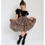 Parla Kids Kız Çocuk Helen Leopar Askılı Bağlama Jile 29 Ekim Elbise Siyah Dantel Kısa Kollu Bluz Abiye Takım