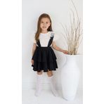Parla Kids Kız Çocuk Helen Siyah Askılı Bağlama Jile 29 Ekim Elbise Ekru Dantel Kısa Kollu Bluz Abiye Takım