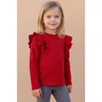 Parla Kids Kız Çocuk Kırmızı Omuz Fırfırlı Bisiklet Yaka Body Sweatshirt - 8 - 9 Yaş