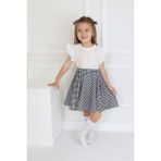 Parla Kids Kız Çocuk Kyle Kolsuz Bluz Etek Toka Takım - Beyaz - Siyah - 3 - 4 Yaş