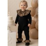 Parla Kids Kız Çocuk Leopar Yakalı Çıtçıt Detaylı Tulum Salopet - Koyu Leopar - 1,5 - 2 Yaş