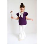 Parla Kids Kız Çocuk Lilyum Mor Bluz Krem Pantolon Alt Üst 23 Nisan Takım - Mor - Beyaz - 8 - 9 Yaş