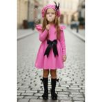 Parla Kids Kız Çocuk Pembe Sofia Pamuklu Fiyonk Detaylı Elbise Kep Abiye Takım - 6 - 7 Yaş