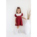 Parla Kids Kız Çocuk Ruby Fırfırlı Dantel Detaylı Kısa Kollu Elbise Bandana Takım - 12R-Bordo - 2 - 3 Yaş