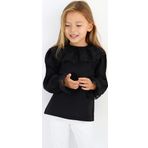 Parla Kids Kız Çocuk Siyah Dantel Detaylı Uzun Kollu Çıtçıtlı 23 Nisan Bluz Gömlek Body