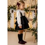 Parla Kids Kız Çocuk Siyah Helen Elbise Jile Dantel Bluz 23 Nisan 29 Ekim Gösteri Kıyafeti Uzun Kollu - 6 - 7 Yaş - Beyaz - Siyah