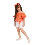 Parla Kids Kız Çocuk Sunny Turuncu Madonna Yaka Bandanalı Şortlu Alt Üst Takım (3, Turuncu, 9-12 Ay)