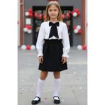 Parla Kids Kız Çocuk Uzun Kollu Siyah Etek Ekru Bluz Fular Takım 23 Nisan Takım Gösteri Kıyafeti - 5 - 6 Yaş