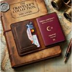 Parla Leather Pasaport Cüzdan V3 El Yapımı Hakiki Gerçek Deri Pasaport Kılıfı Cüzdan Kartlık Kadın Erkek - Taba - Model 3