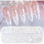 Parlak Beyaz Tırnak Süsleme Folyo Pulları Karışık Dizayn Harfler Yıldızlar Nail