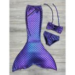 Parlak Deniz Kızı Kostümü & Bikini Takımı - Mor - 4 - 5 Yaş