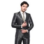 Parlak Füme Slim Fit Takım Elbise | Wessi