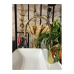 Parlak Gold Drop Design Mutfak Ve Banyo Bataryası Altın Eviye Musluğu Altın Lavabo Bataryası