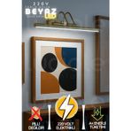 Parlak Gold Kasa Beyaz LED Flüt Tablo Aplik 35 cm | 220V Duvar Tipi Işık | VoltLine Serisi