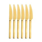 Parlak Gold Pasta Ve Tatlı Bıçağı Seti, Paslanmaz Çelik Kahvaltı Bıçak Seti 6 Adet