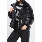 Parlak Görünümlü Şişme Mont Siyah - 8244.1316. - 2XL