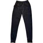 Parlak Kadife Cepli Pantolon Eşofman Pijama Altı Unisex Lastikli Paça Siyah - --Beyaz - 2XL