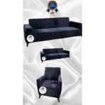Parlak Kadife Geometrik Desenli Koruyucu Giydirme Koltuk Örtüsü - Antrasit - 3+2+1 (3 Parça Set) - 10 x 10 cm