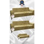 Parlak Kadife Geometrik Desenli Koruyucu Giydirme Koltuk Örtüsü - Gold - 3+3+2 (3 Parça Set) - 10 x 10 cm