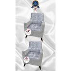 Parlak Kadife Geometrik Desenli Koruyucu Giydirme Koltuk Örtüsü - Gümüş Gri - 1+1 (2 Parça Set) - 10 x 10 cm - Gümüş - Gri