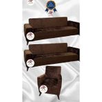 Parlak Kadife Geometrik Desenli Koruyucu Giydirme Koltuk Örtüsü - Kahverengi - 3+3+1 (3 Parça Set) - 10 x 10 cm