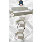 Parlak Kadife Geometrik Desenli Koruyucu Giydirme Koltuk Örtüsü - Krem - 3+1+1 (3 Parça Set) - 10 x 10 cm