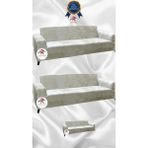 Parlak Kadife Geometrik Desenli Koruyucu Giydirme Koltuk Örtüsü - Krem - 3+3+2 (3 Parça Set) - 10 x 10 cm