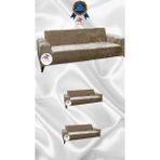 Parlak Kadife Geometrik Desenli Koruyucu Giydirme Koltuk Örtüsü - Vizon - 3+2+2 (3 Parça Set) - 10 x 10 cm