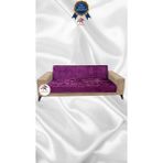 Parlak Kadife Geometrik Desenli Koruyucu Kolsuz Koltuk Örtüsü - Fuşya - 3'lü Set (1 Parça) - 10 x 10 cm