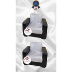 Parlak Kadife Geometrik Desenli Koruyucu Kolsuz Koltuk Örtüsü - Gümüş Gri - 1+1 (2 Parça Set) - 10 x 10 cm - Gümüş - Gri