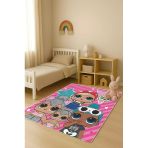Parlak Kadife Kumaş Dijital Baskı Dot Kaymaz Tabanlı Çocuk Ve Genç Odası Halısı H0606 Renkli 80 X 150