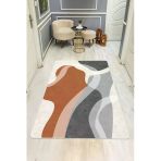 Parlak Kadife Kumaş Dijital Baskı Modern Desenli Dot Kaymaz Tabanlı Halı H1071 Renkli 140 X 200