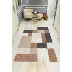 Parlak Kadife Kumaş Dijital Baskı Modern Desenli Dot Kaymaz Tabanlı Halı H1072 Renkli 180 X 280