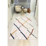 Parlak Kadife Kumaş Dijital Baskı Modern Desenli Dot Kaymaz Tabanlı Halı H1074 Renkli 80 X 150