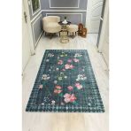 Parlak Kadife Kumaş Dijital Baskı Vintage Desenli Dot Kaymaz Tabanlı Halı H0019 Renkli 160 X 230