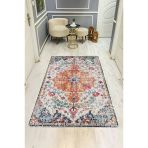 Parlak Kadife Kumaş Dijital Baskı Vintage Desenli Dot Kaymaz Tabanlı Halı H0099 Renkli 80 X 200