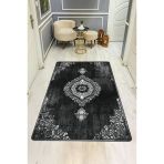 Parlak Kadife Kumaş Dijital Baskı Vintage Desenli Dot Kaymaz Tabanlı Halı H0104 Renkli 180 X 280