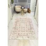 Parlak Kadife Kumaş Dijital Baskı Vintage Desenli Dot Kaymaz Tabanlı Halı H0282 Renkli 180 X 280