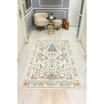 Parlak Kadife Kumaş Dijital Baskı Vintage Desenli Dot Kaymaz Tabanlı Halı H1132 Renkli 100 X 300