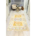 Parlak Kadife Kumaş Dijital Baskı Vintage Desenli Dot Kaymaz Tabanlı Halı H1133 Renkli 120 X 180