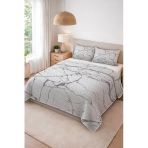 Parlak Kadife Kumaş Kapitoneli Çift Kişilik Yatak Örtüsü Seti (3 Parça) Cky0037 Renkli 240 X 260