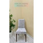 Parlak Kadife Kumaş Standart Işıltılı Lüks Sandalye Koruyucu Örtüsü - Gümüş Gri - Bir Adet - 40 x 40 cm - Gümüş - Gri