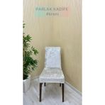 Parlak Kadife Kumaş Standart Işıltılı Lüks Sandalye Koruyucu Örtüsü - Krem - Beş Adet - 40 x 40 cm